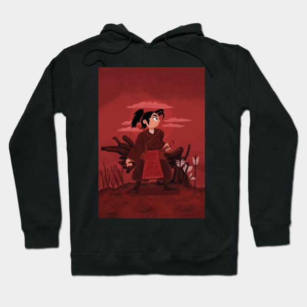 FEMALE SAMURAI IN RED DIGITAL PAINTING Hoodie by droidmonkey